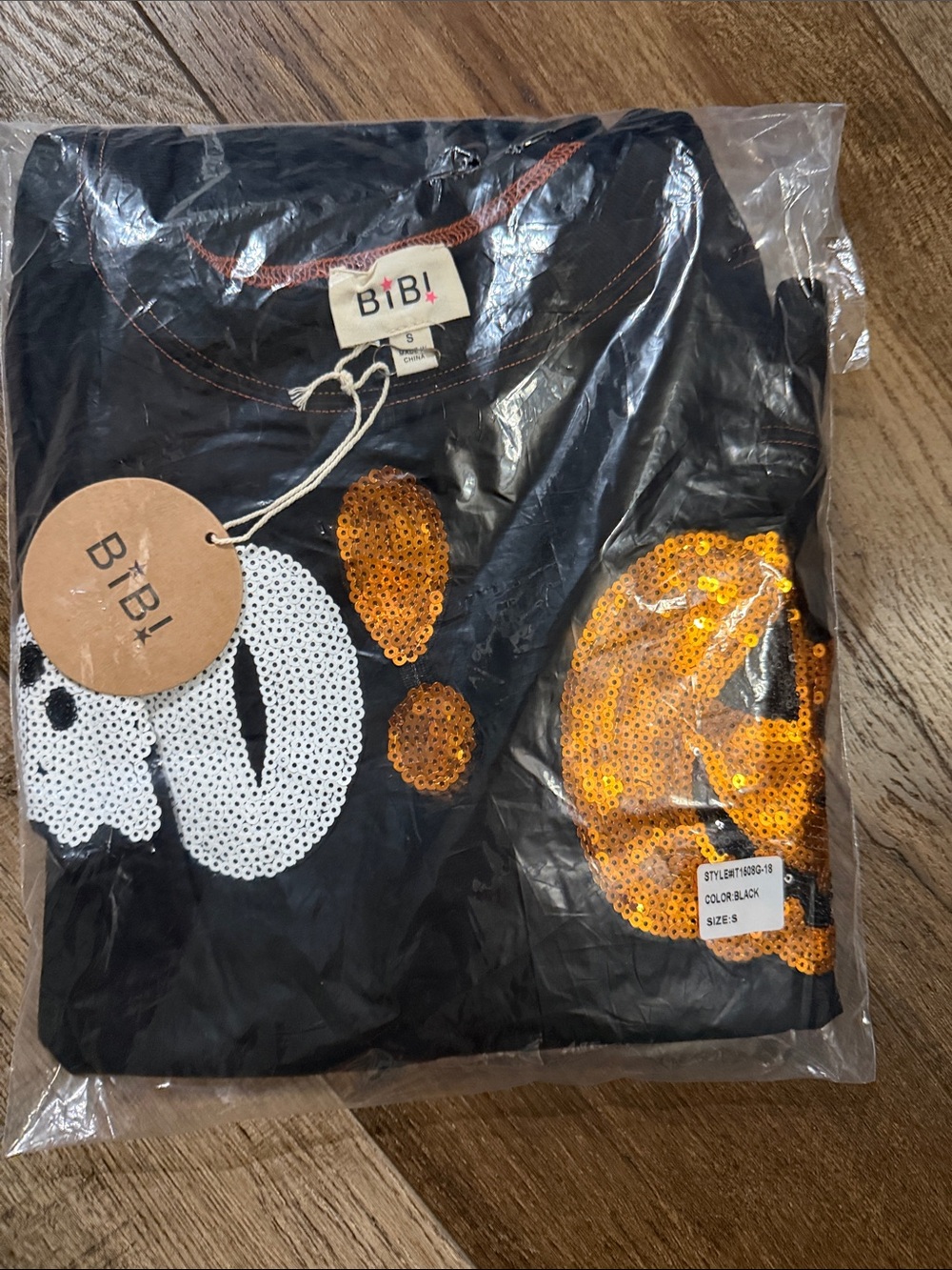 BiBi Black & Orange Sequin Pumpkin 'BOO' Halloween Sweatshirt - Picture 5 of 5